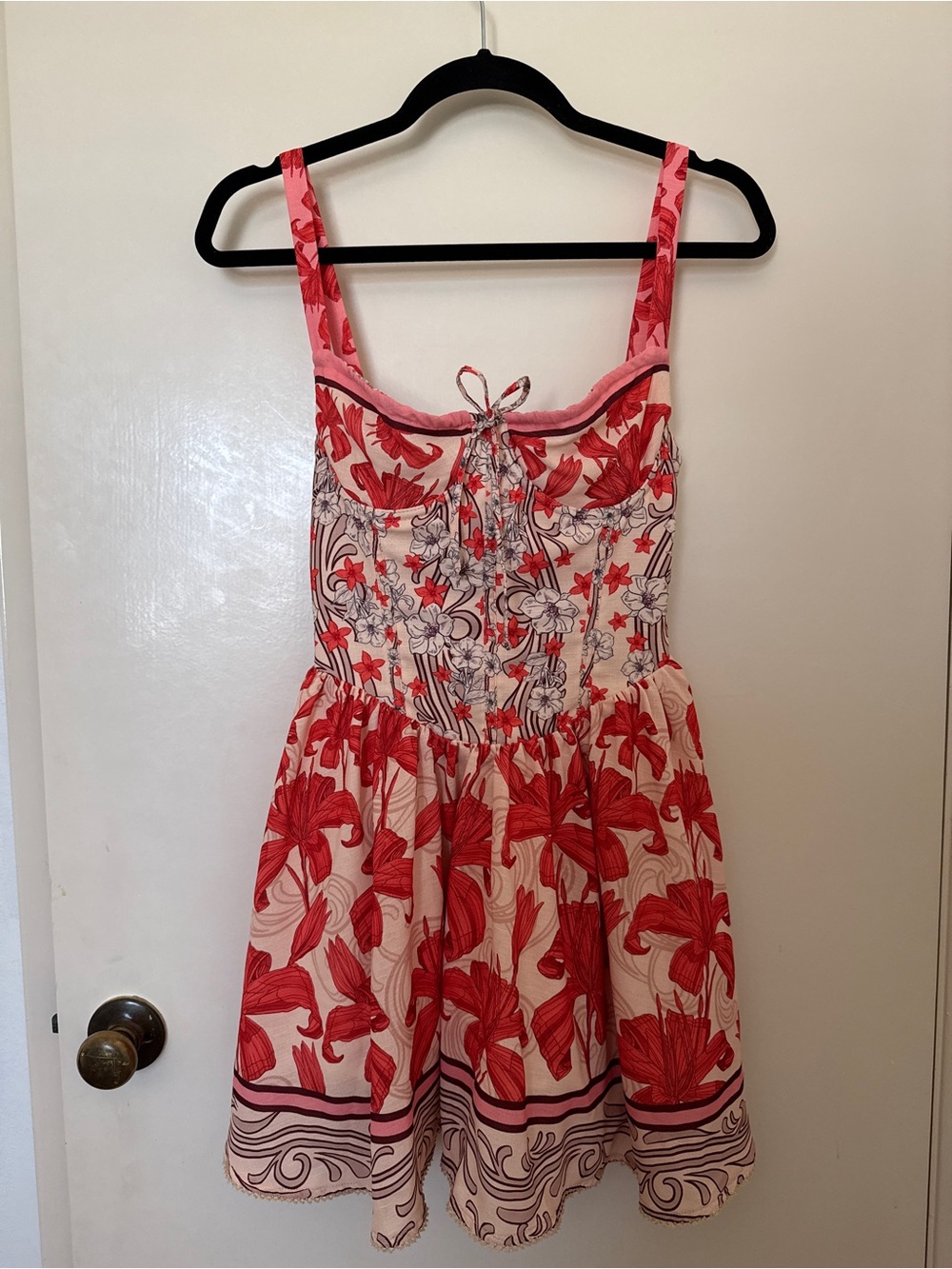 Aguabendita x RTR floral corset mini Dress in pink red orange size XS